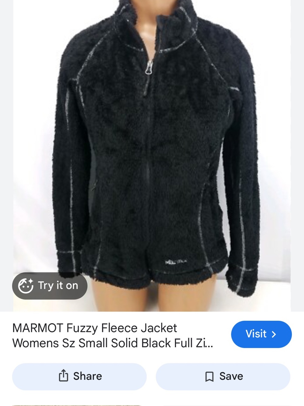 Marmot Black Teddy Fleece Zip-Up Jacket